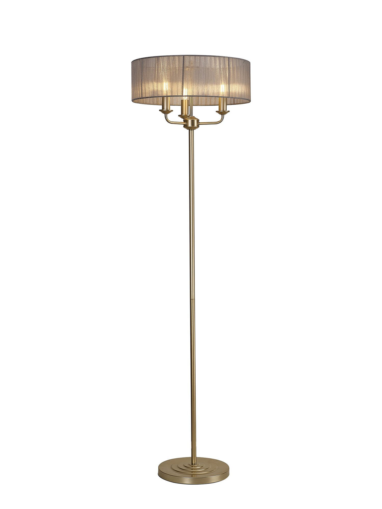 DK0996  Banyan 45cm 3 Light Floor Lamp Champagne Gold; Grey